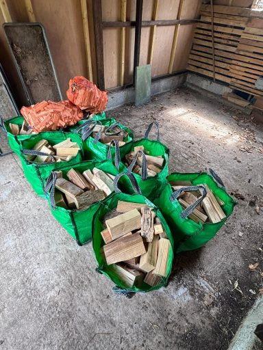 Bags of seasoned split firewood ready for delivery around Bristol